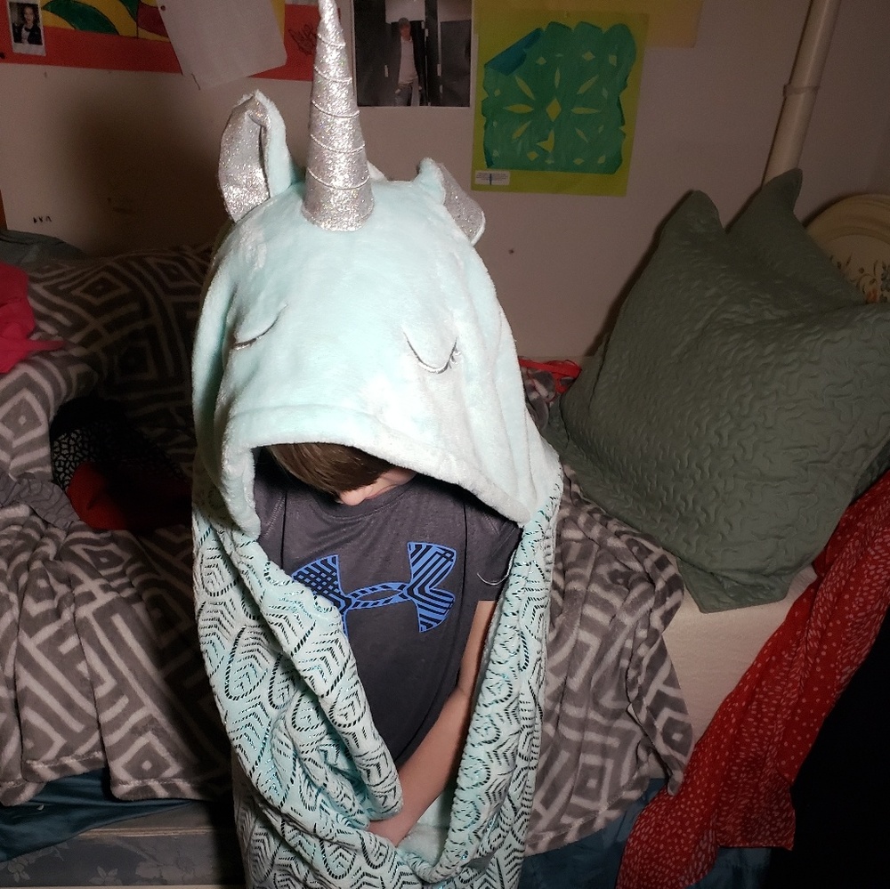 Justice unicorn wrap blanket with hood
